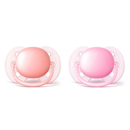 Chupeta Avent Ultra Soft 6-18 Embalagem Dupla Laranja e Rosa