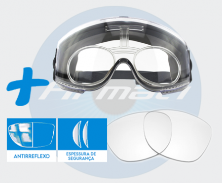 Óculos de Segurança Graduado Stealth (Ampla Visão) + Clip para Graduar com Lentes Monofocal