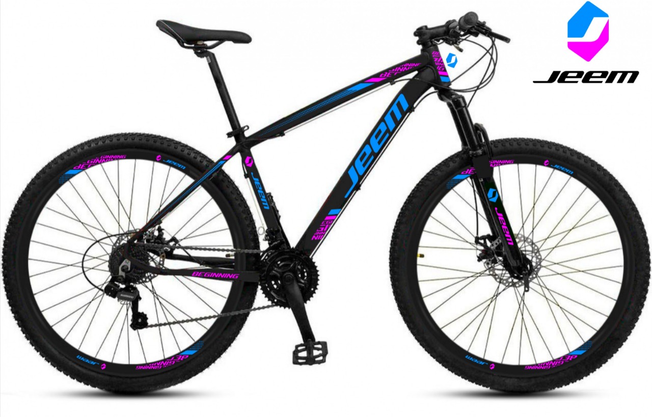 Bicicleta aro 29 JEEM cor azul e rosa_ 21V_Basic