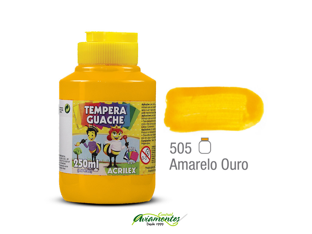 TEMPERA GUACHE ACRILEX 250ML 505 AMARELO OURO