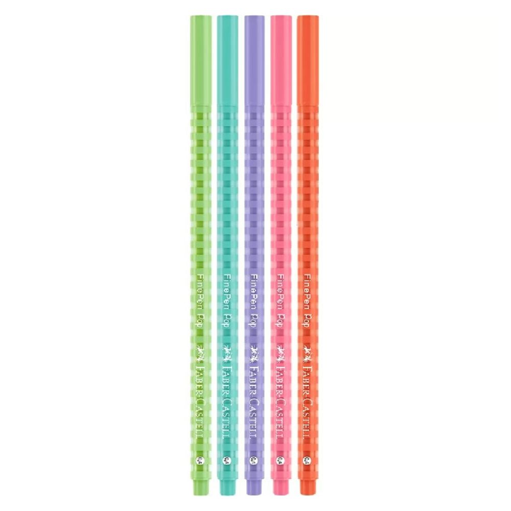 Caneta Fine Pen Pop Kit c/5 cores pastéis FABER CASTELL