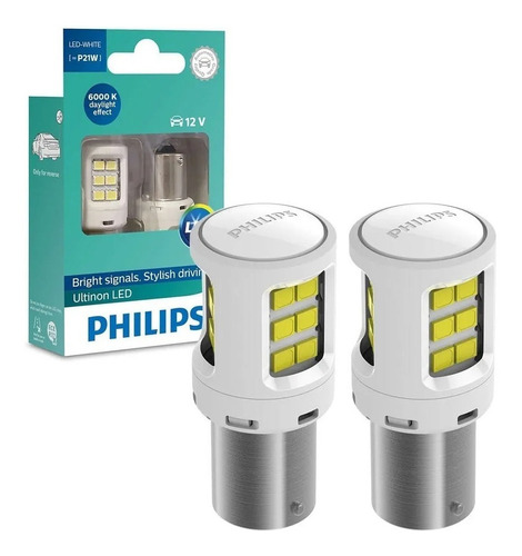 Par Lampada Philips Led 1 Polo P21 Branco Luz De Ré 6000k  - SONNIC PARTS