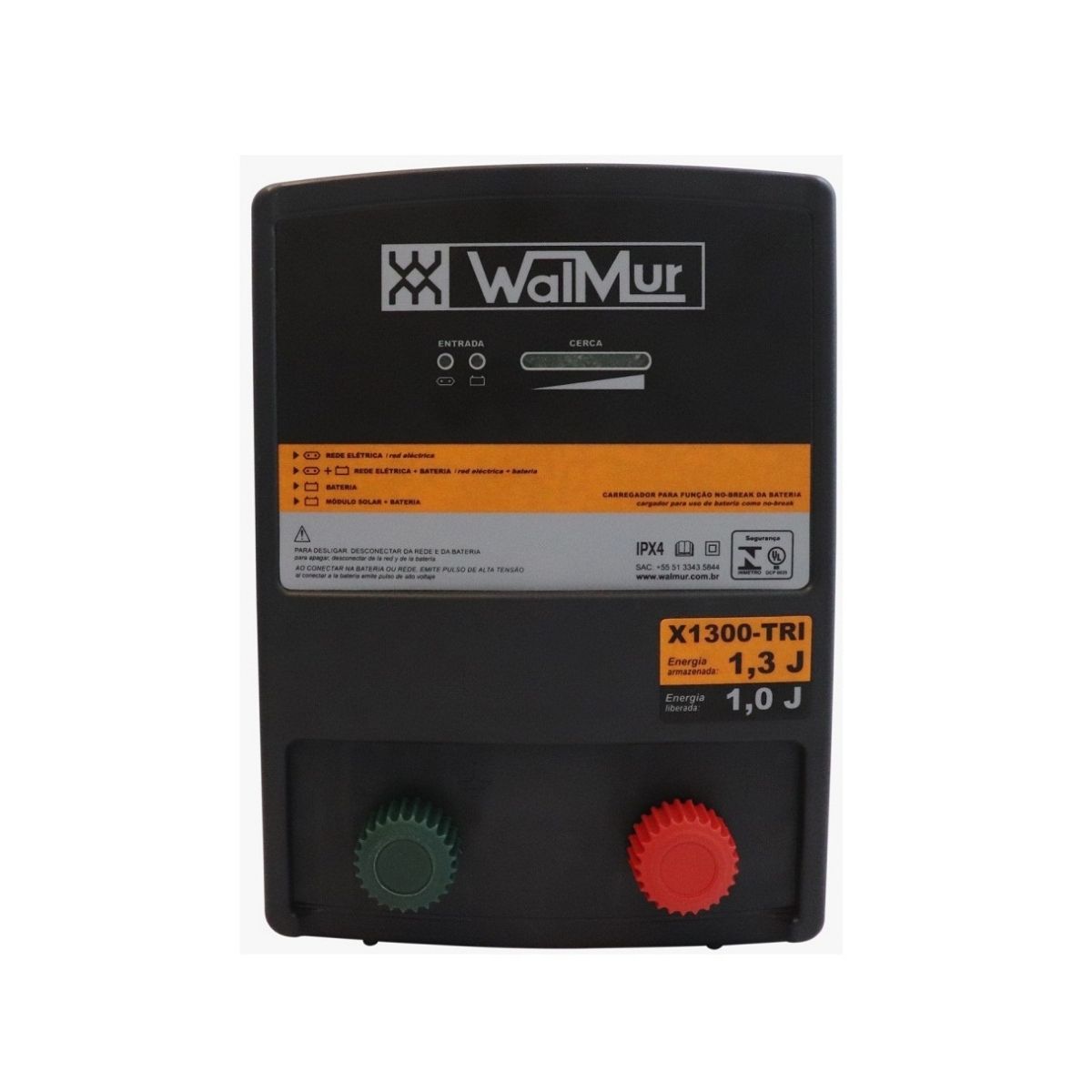 Eletrificador Rural Cerca Elétrica X1300-TRI Walmur 12V 110-220V Solar