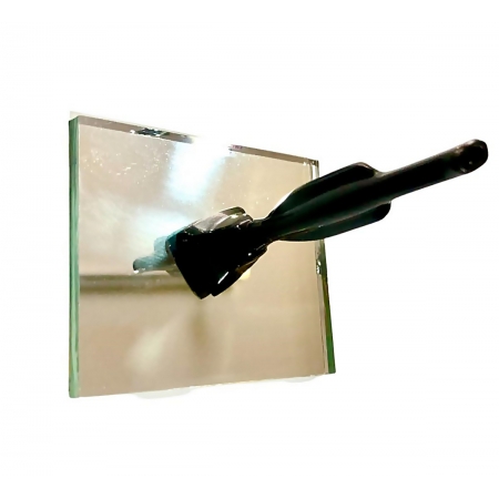 Espelho e canudo aspirador para rapé na cor PRETO (snuff snorter). Comprimento 65mm, largura 60mm e espessura 4mm