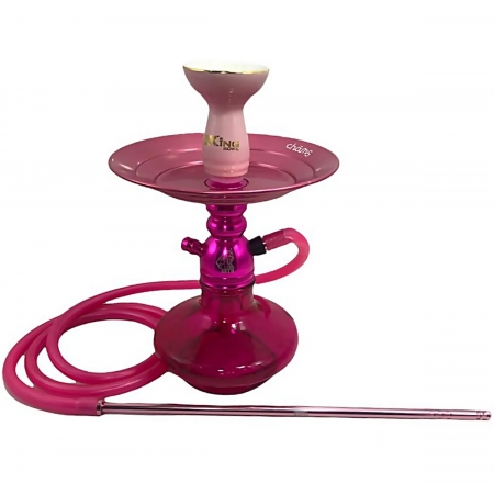 Narguile completo. Stem Malik Seth 35cm ROSA vaso Aladin rosa, mangueira silicone, prato e piteira alumínio, rosh B-King