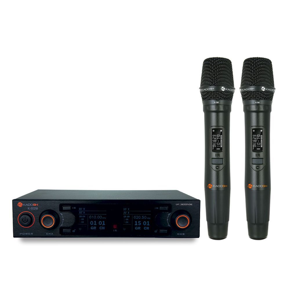 Sistema de Microfone sem Fio Duplo de Mão  Kadosh UHF - K-502M