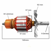 Induzido (Rotor) para serra circular bosch 1573- Gks 7-1/4 165mm
