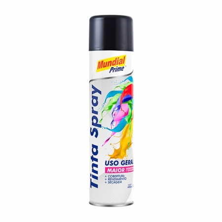Tinta Spray uso Geral Preta 400ML - Mundial Prime