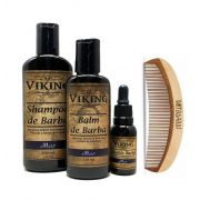 Kit Básico - Shampoo, Balm e Óleo de Barba - Mar e Pente - Viking