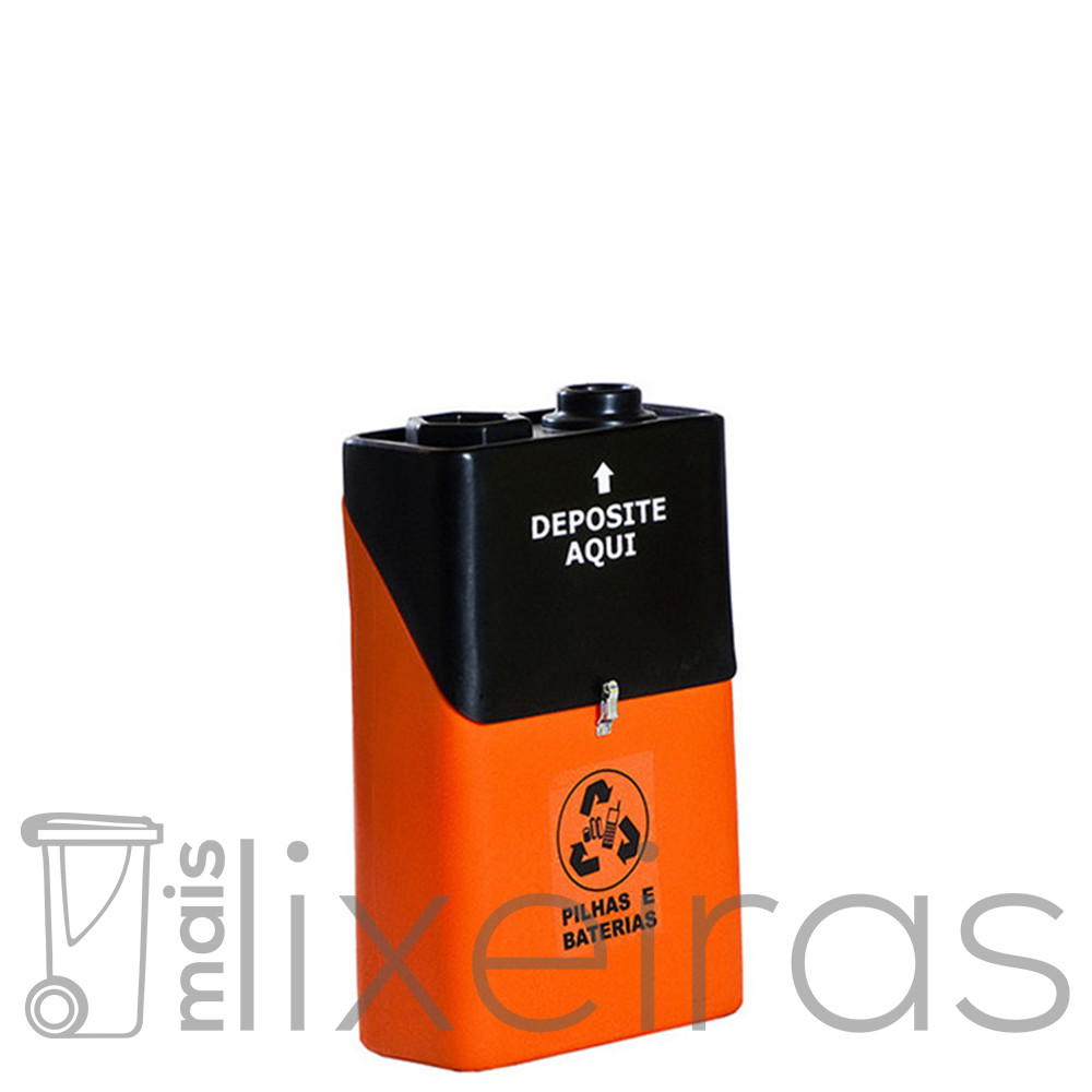 Coletor grande para pilhas e baterias em formato de bateria 9 volts - 50 litros