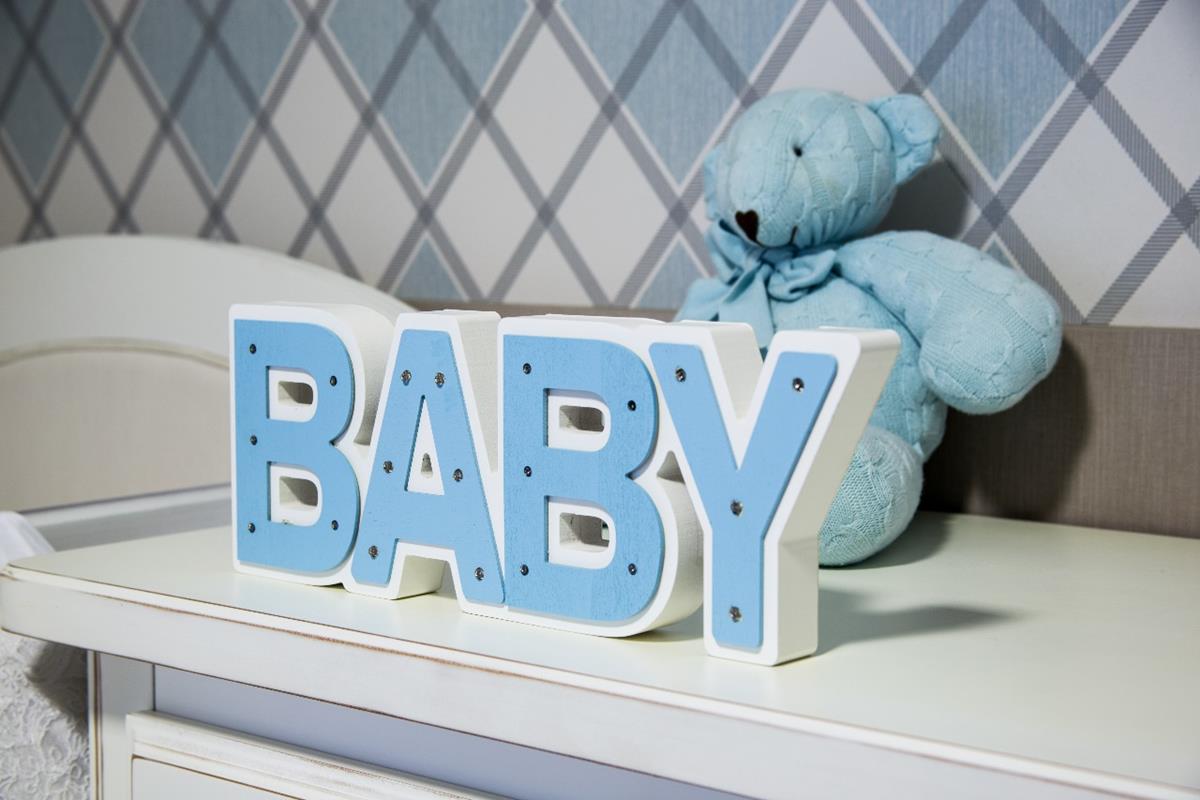 BABY Luminoso azul bebê mdf luminária led quarto de menino luxo