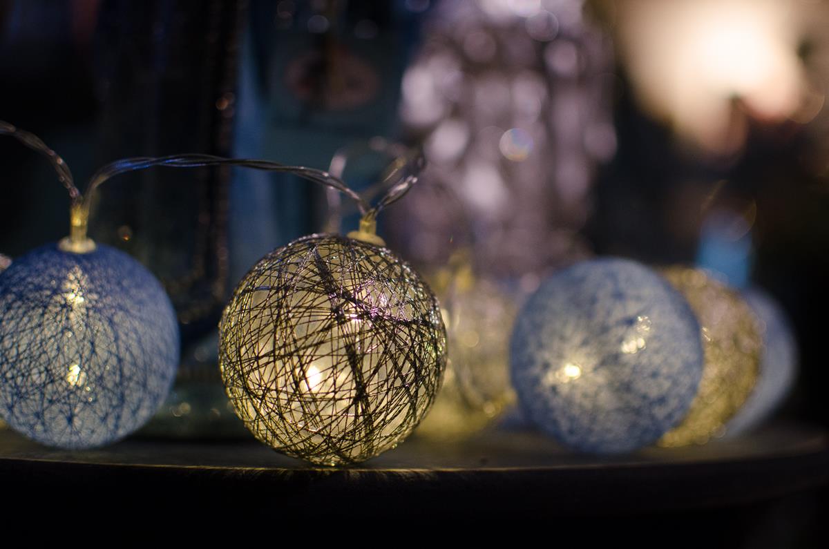 Cordão de luz Natal SilverBlue - ornamentação árvores decoração festa e mesa  20 leds
