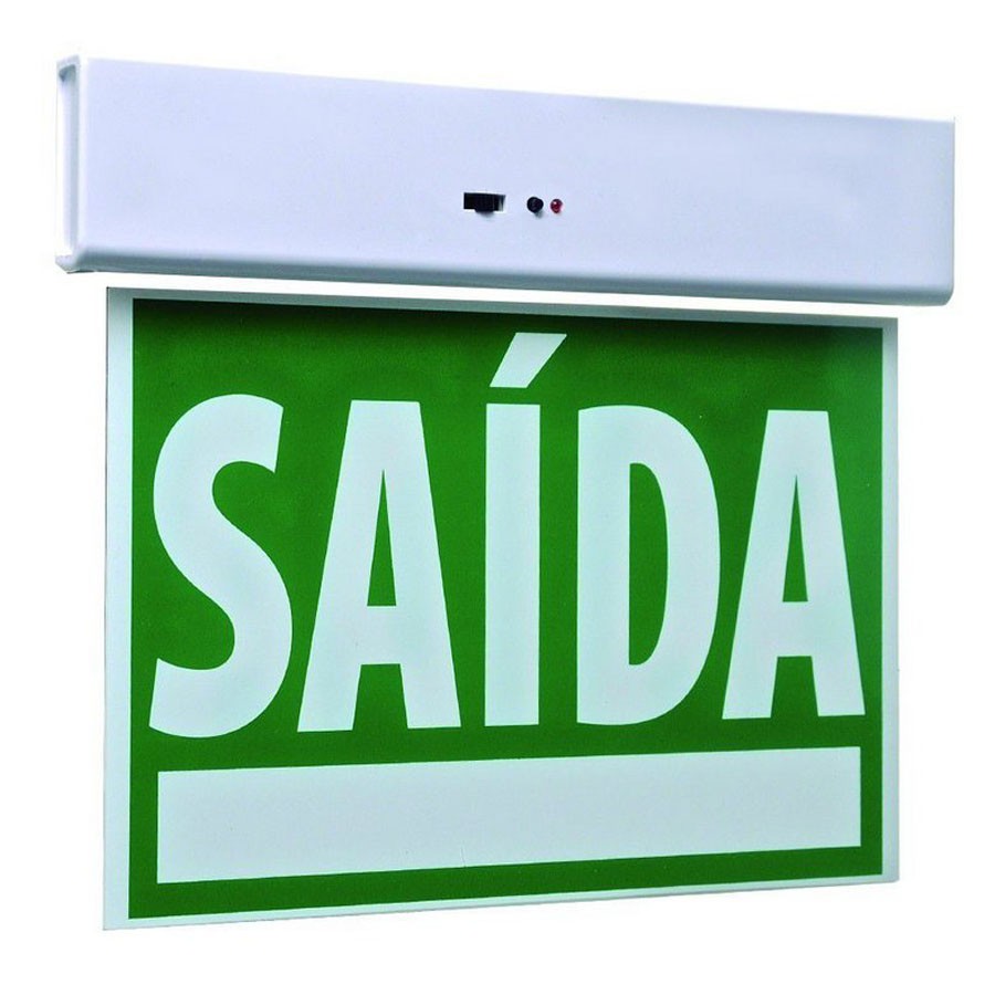 Placa de Sinalizaçao Saida Emergencia Bateria Recarregavel Lampada LED Luz Iluminaçao Casa Empresa