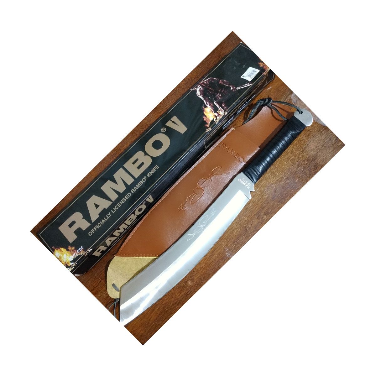 FACA DO RAMBO 5 PRATEADA 56CM - FULL TANG COM BAINHA