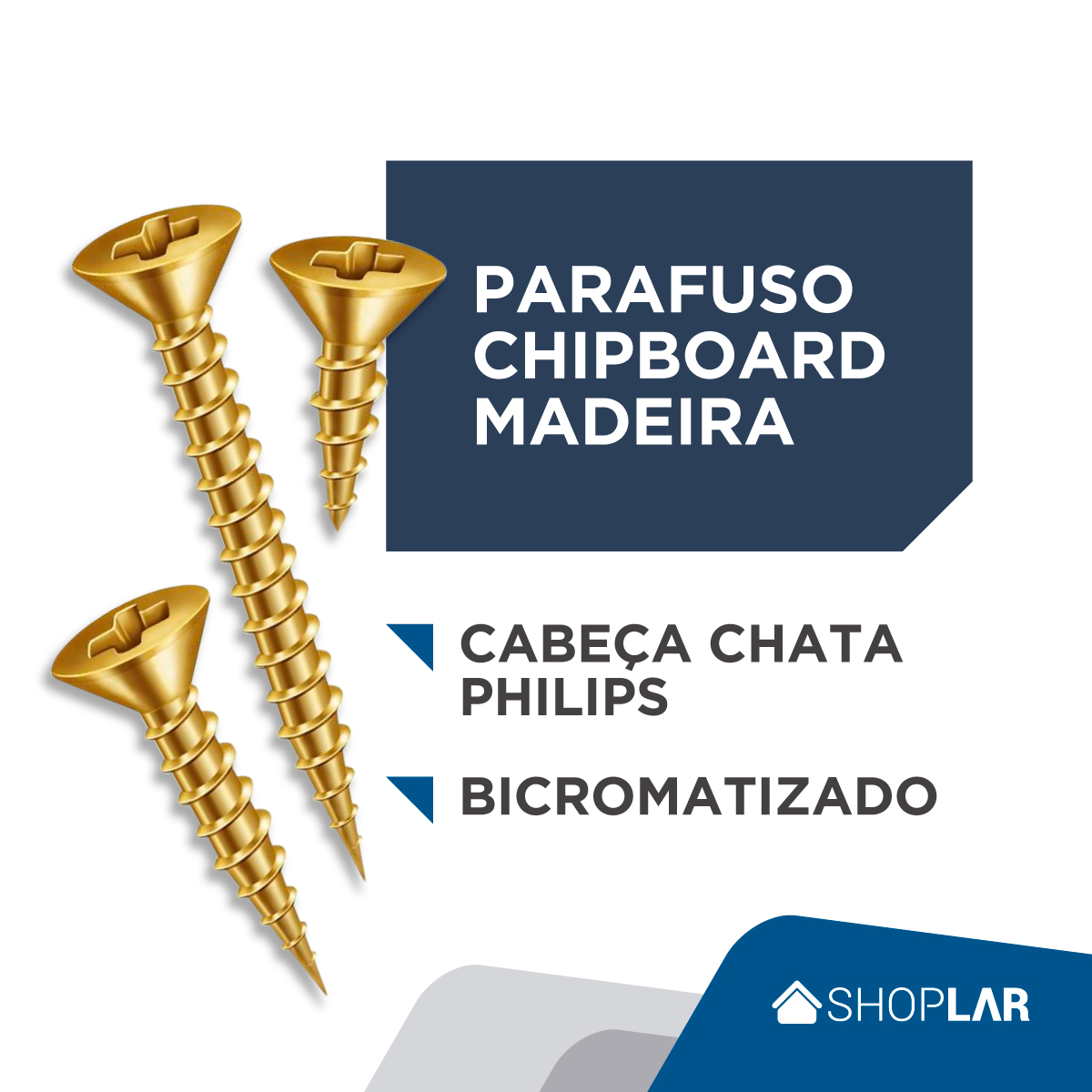 PARAFUSO CHIPBOARD MADEIRA CABEÇA CHATA PHILIPS 3,0X10MM C/500 PEÇAS