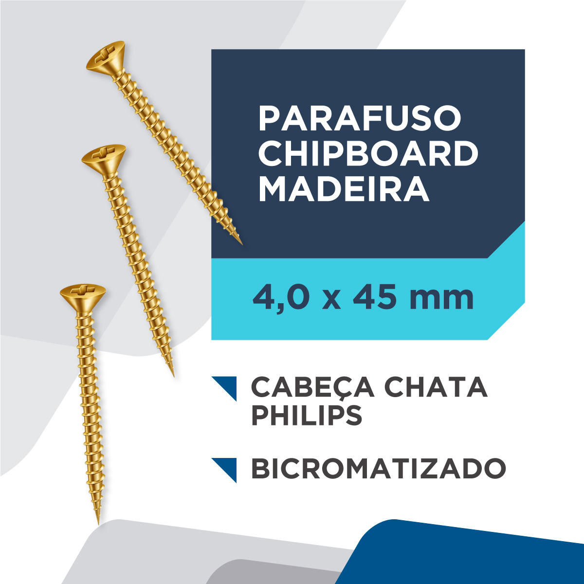PARAFUSO CHIPBOARD MADEIRA CABEÇA CHATA PHILIPS 4,0X45MM C/500 PEÇAS