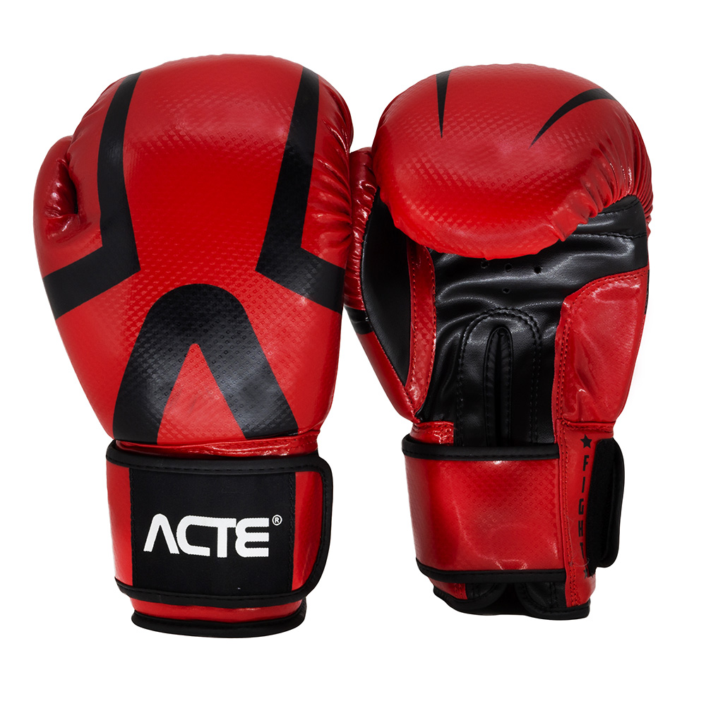 Luva de Boxe e Muay Thai Premium - Vermelho e Preto - 12oz -  P16-12 - Acte Sports