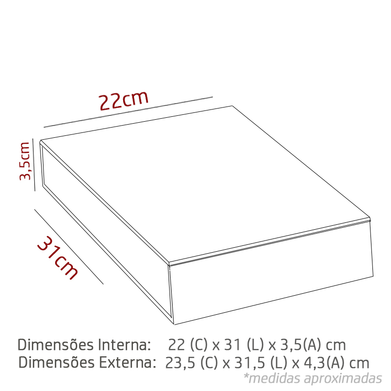 22 x 31 x 3,5cm - A4 - Branca - PREMIUM - REF.025141