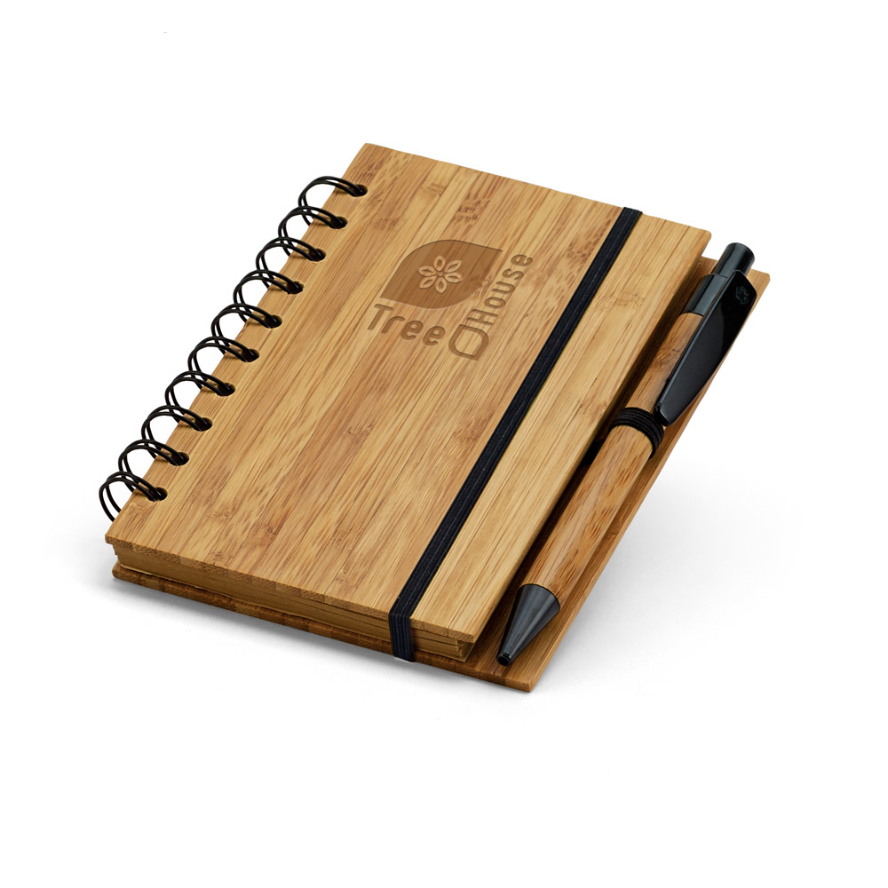 Caderno A6 - Capa de Bambu com Caneta - DICKENS