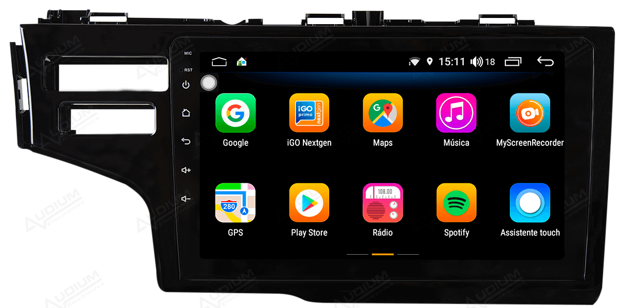 Central Multimidia Honda Fit 2015 a 2021 -  Aikon Core - Tela 9 pol - Waze Spotify - cameras Ré - TV  Digital APP - GPS Integrado -  Bluetooth - 2 entradas USB - Android 8
