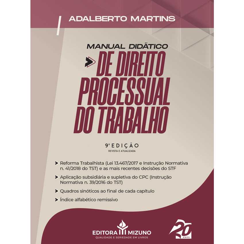 Manual Didático de Direito Processual do Trabalho 9ª Edição