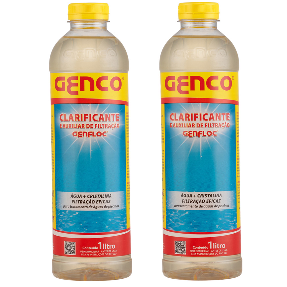 2 Un Genfloc Clarificante e Auxiliar de filtração Liquido decantador de impurezas em água de piscina - 1L Genco