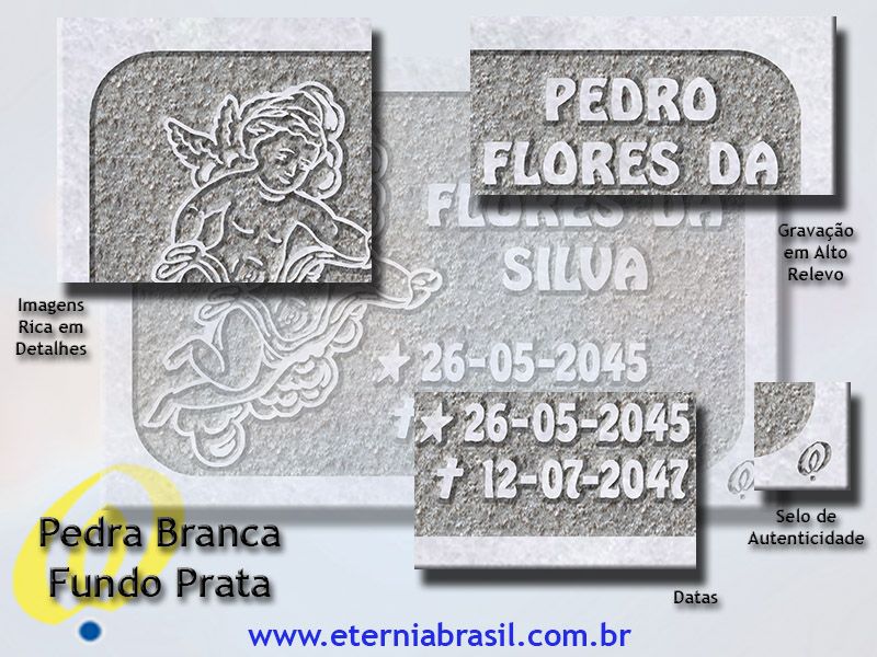 Placa Lápide Cruz com Detalhes - Linha Premium  -  40x50cm com Nome, Datas ,Mensagens e Foto em Porcelana 6x8cm