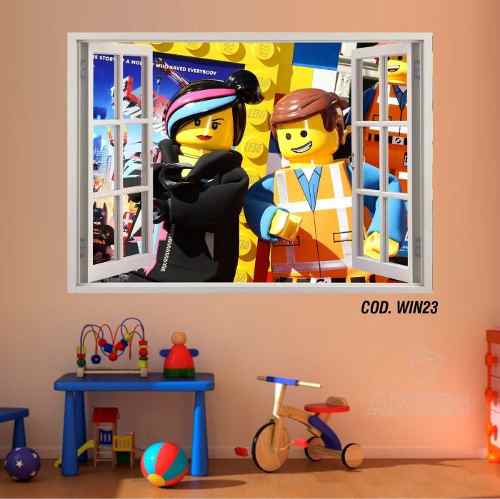 Adesivo Parede Janela 3D Uma Aventura Lego mod05