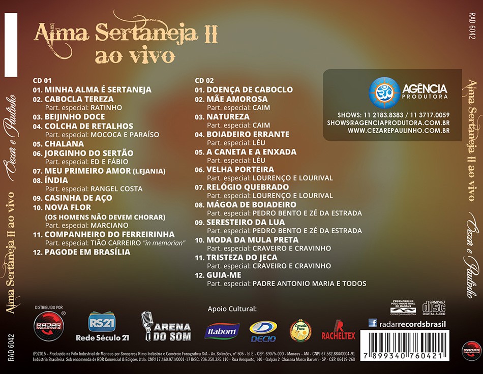 CD  CEZAR & PAULINHO - ALMA SERTANEJA II (DUPLO)