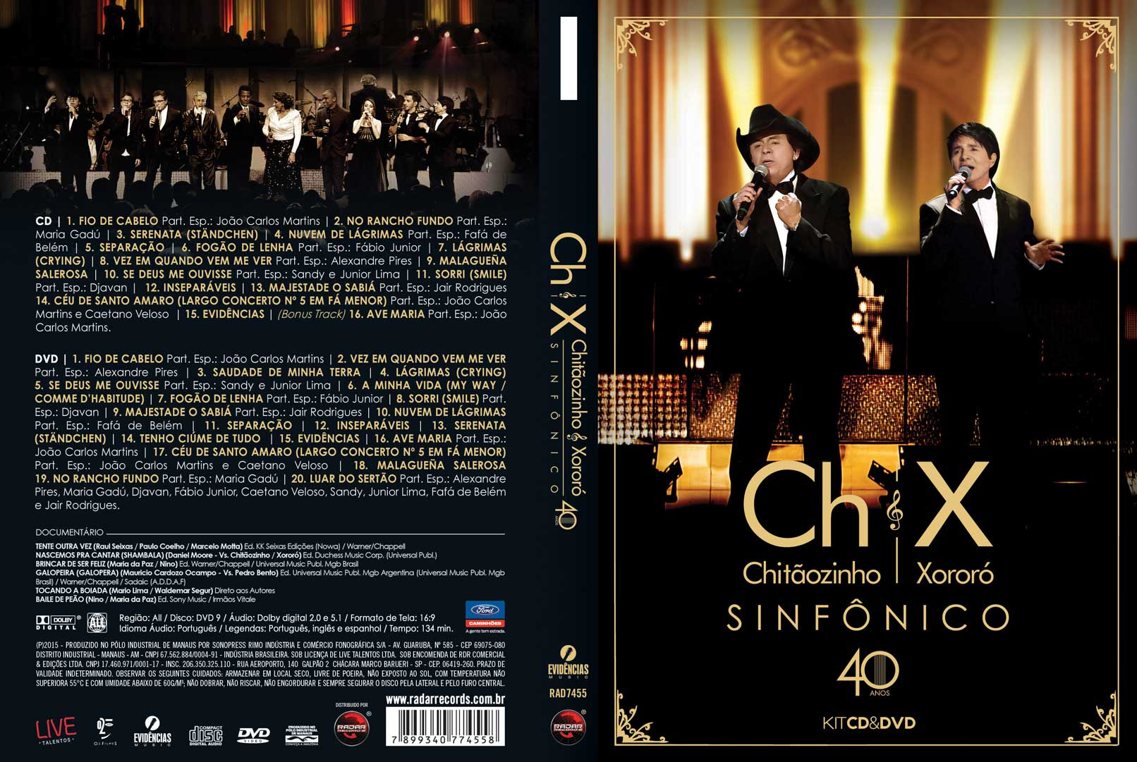 KIT DVD+CD CHITÃOZINHO & XORORÓ - 40 ANOS SINFÔNICO