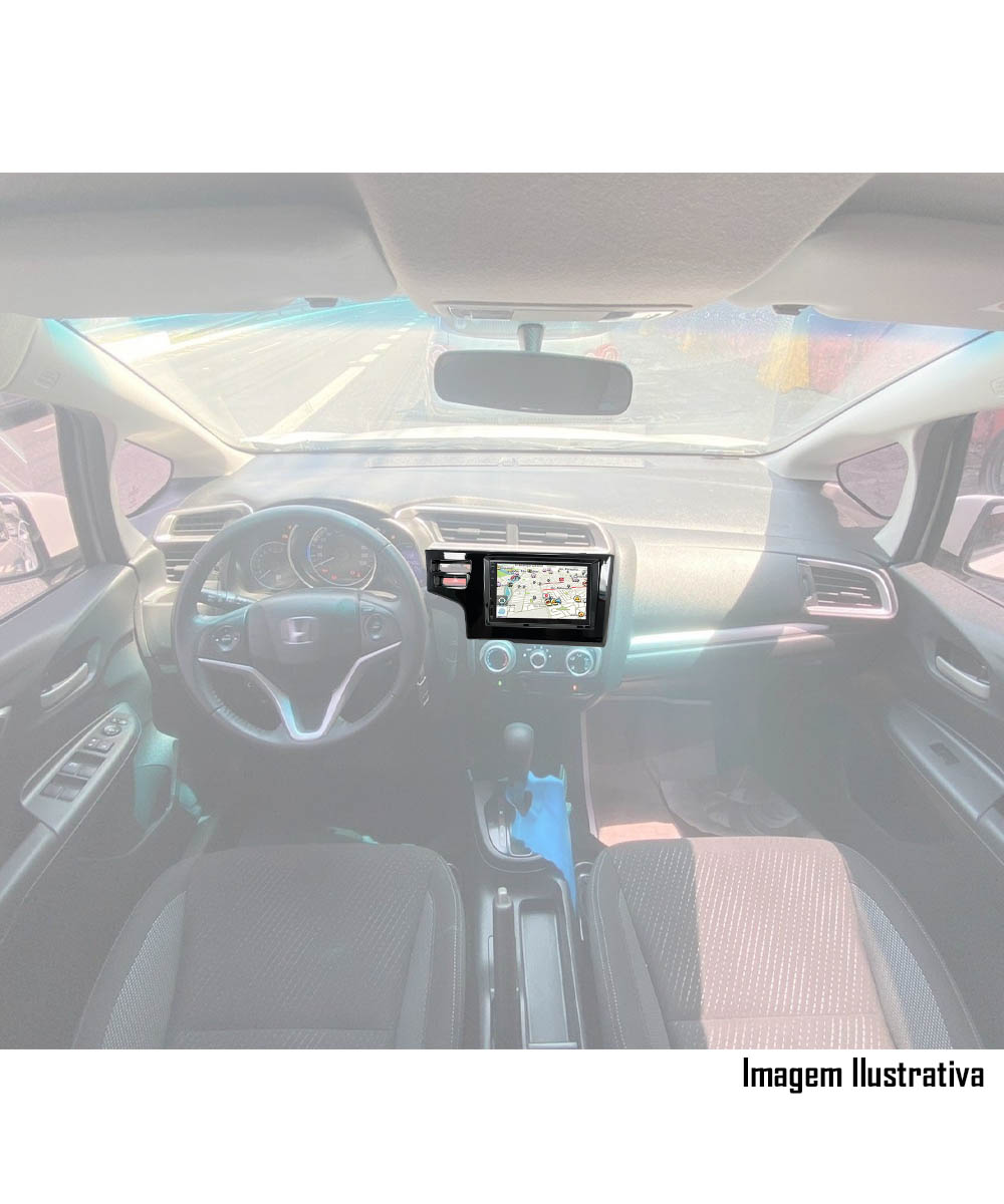 Multimídia Honda Fit 2015 2016 2017 2018 2019 2020 2021 Espelhamento Bluetooth USB SD Card + Moldura + Câmera Borboleta + Chicote + Adaptador de Antena + Interface Can