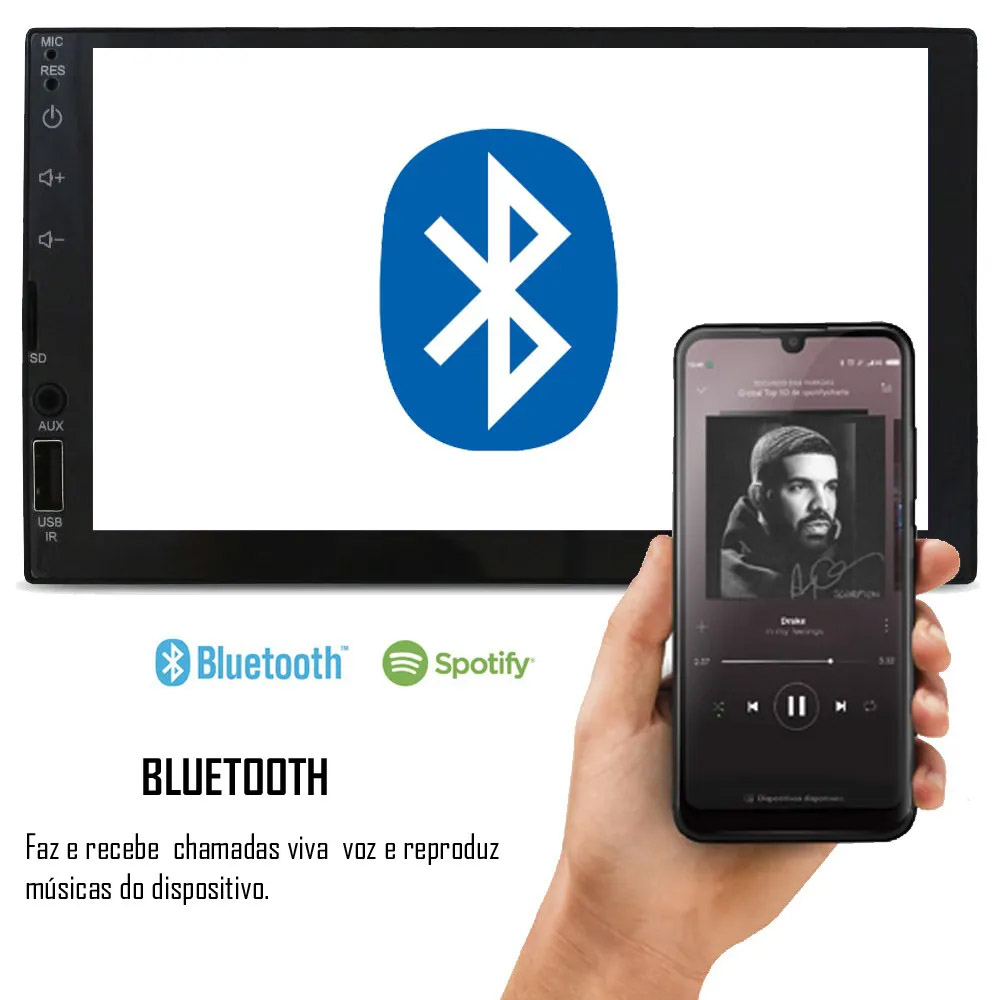 Multimídia Peugeot Expert 2018 em Diante Espelhamento Bluetooth USB SD Card + Moldura + Câmera Borboleta + Chicote + Adaptador de Antena