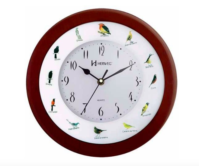 Relógio Parede Canto De Pássaros Brasileiros Herweg 6370