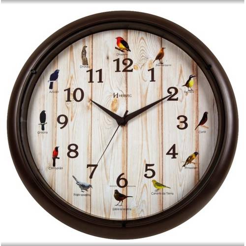 Relógio Parede Sweep Canto Pássaros Brasileiros Herweg