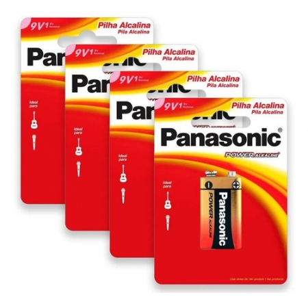 4 Bateria 9v Alcalina Panasonic Power Alkaline