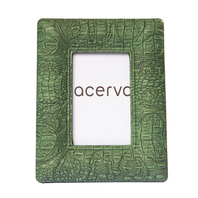 Porta Retrato em Resina Texturizada Croco na cor Verde 10x15