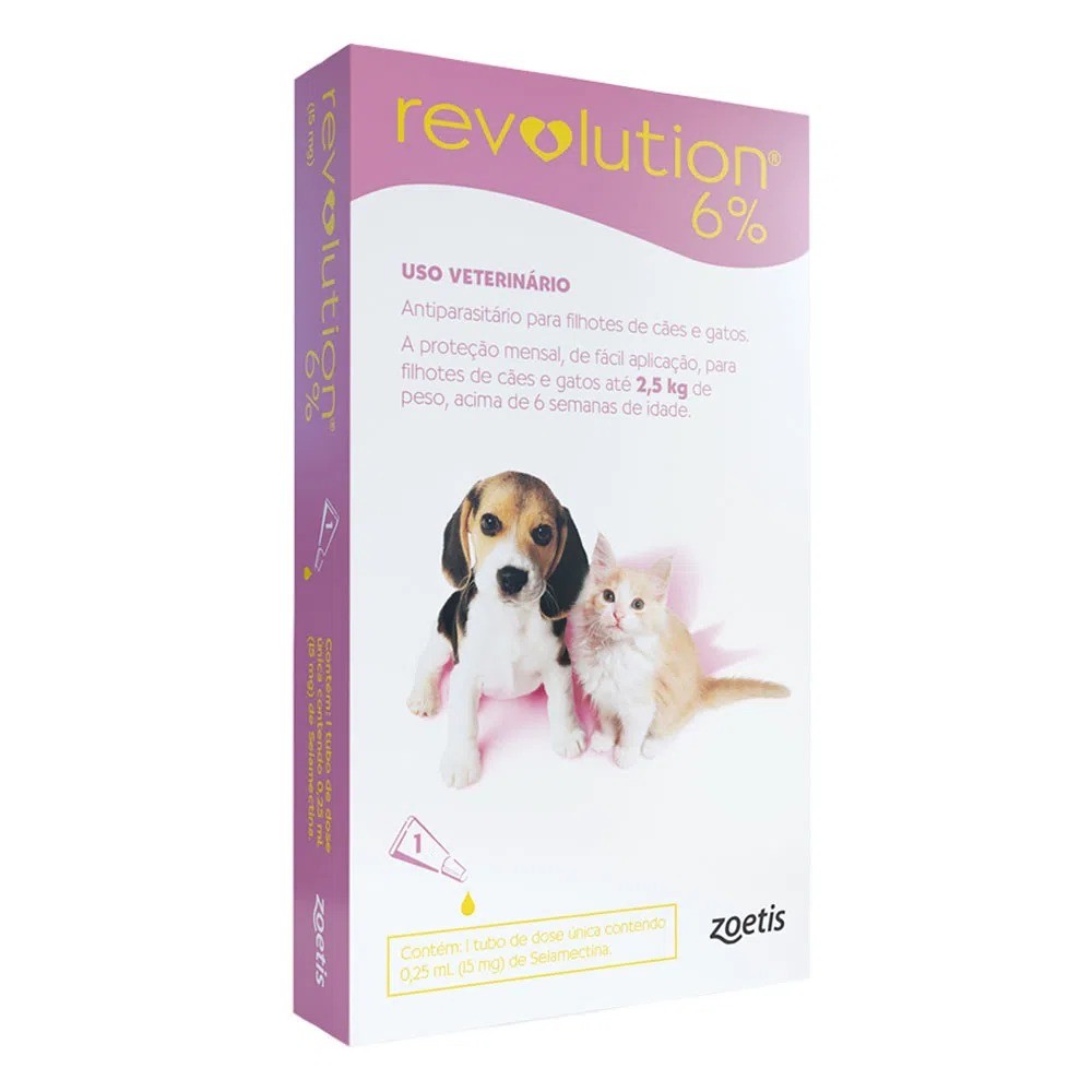 Antipulgas e Carrapatos Zoetis Revolution 6% para Cães e Gatos até 2,5 kg - 15 mg