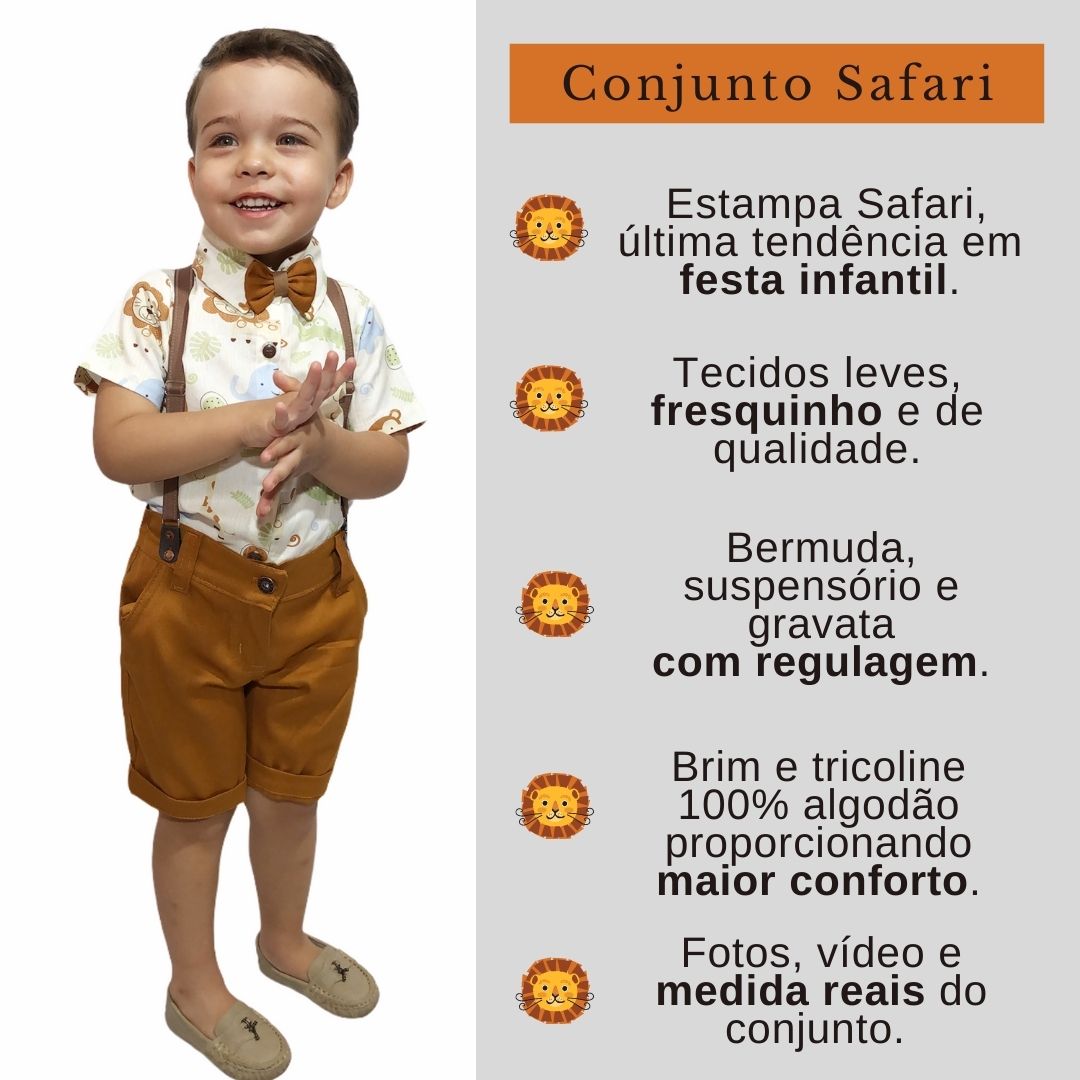 Conjunto Safari Arca de Noé Macaquinho Caramelo Infantil
