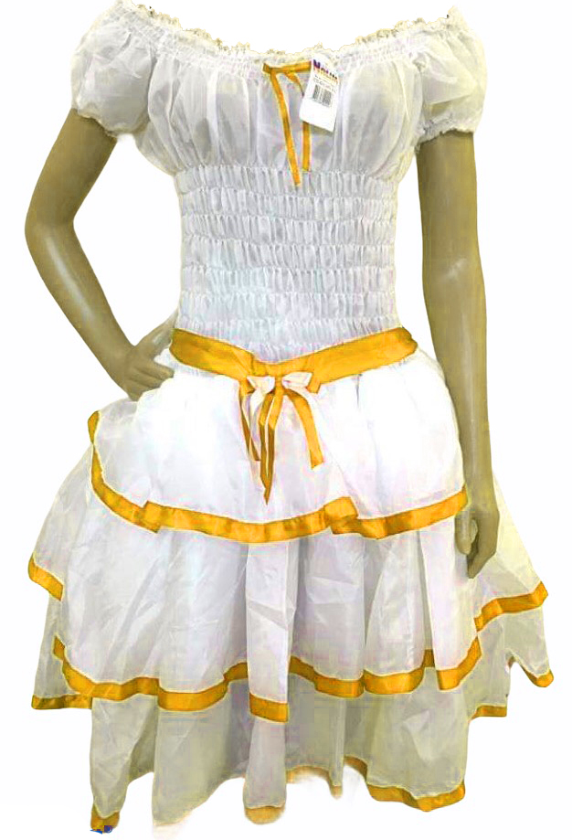 Vestido de Noiva Festa Junina Caipira Adulto Girassol Amarelo
