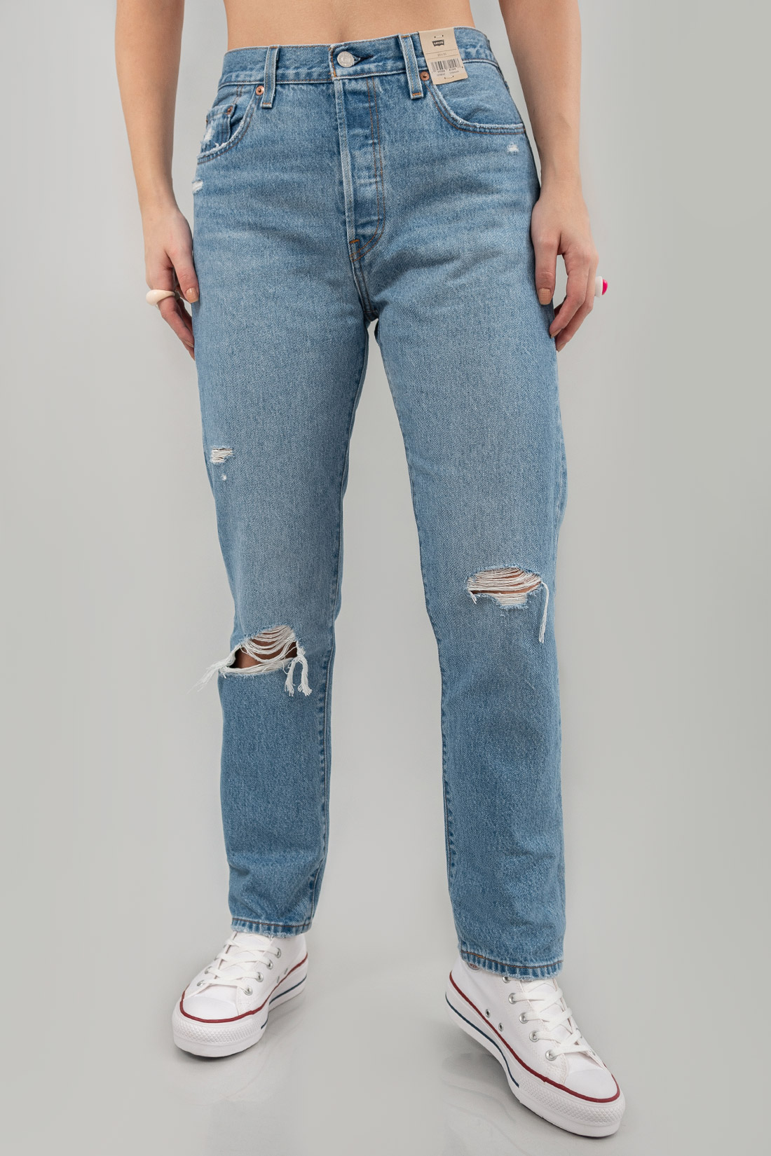 Calca Jeans Levis 501 Cropped Destroyed