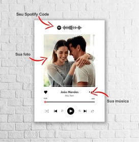 Quadro Placa Spotify Interativo Personalizado 20x30 Preto