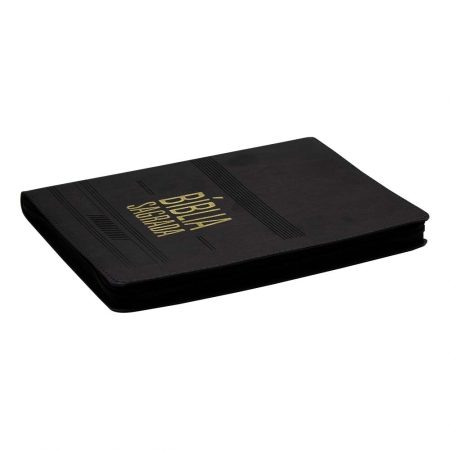 Bíblia Sagrada Slim | Naa | Zíper | Letra Grande | Capa Luxo Preta