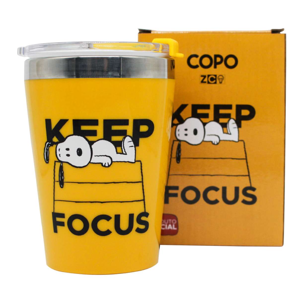 Copo Viagem Snoopy Charlie Brown Keep Focus/Mantenha o Foco
