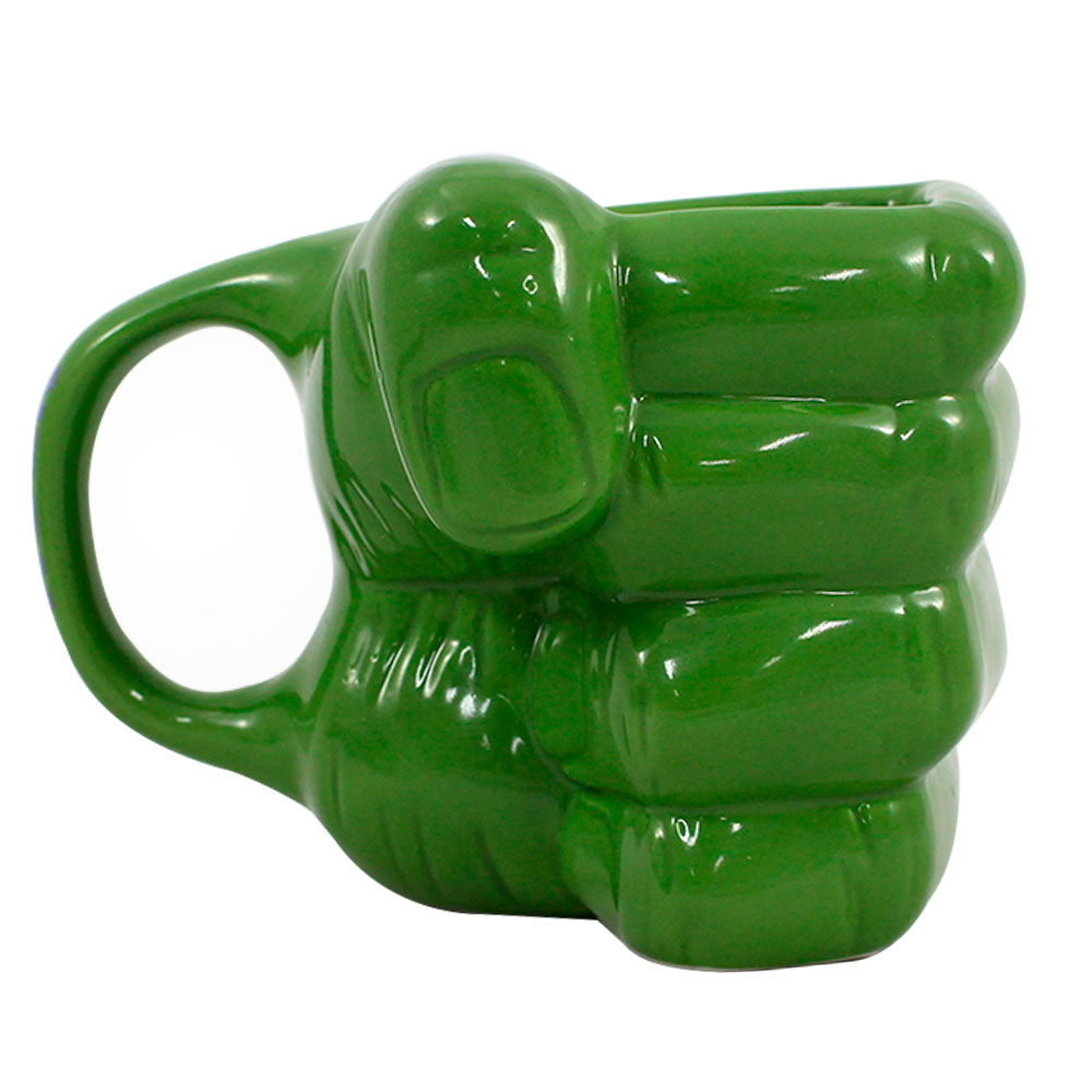 Caneca Porcelana 3D Mão Hulk Vingadores - 350 ml