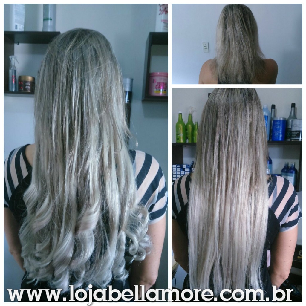 antes e depois aplique tic tac loja bella amore cabelo humanos platinados com 120g cabelo naturais humanos