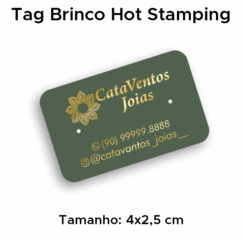 Tag Brinco Simples Hot Stamping para Joias