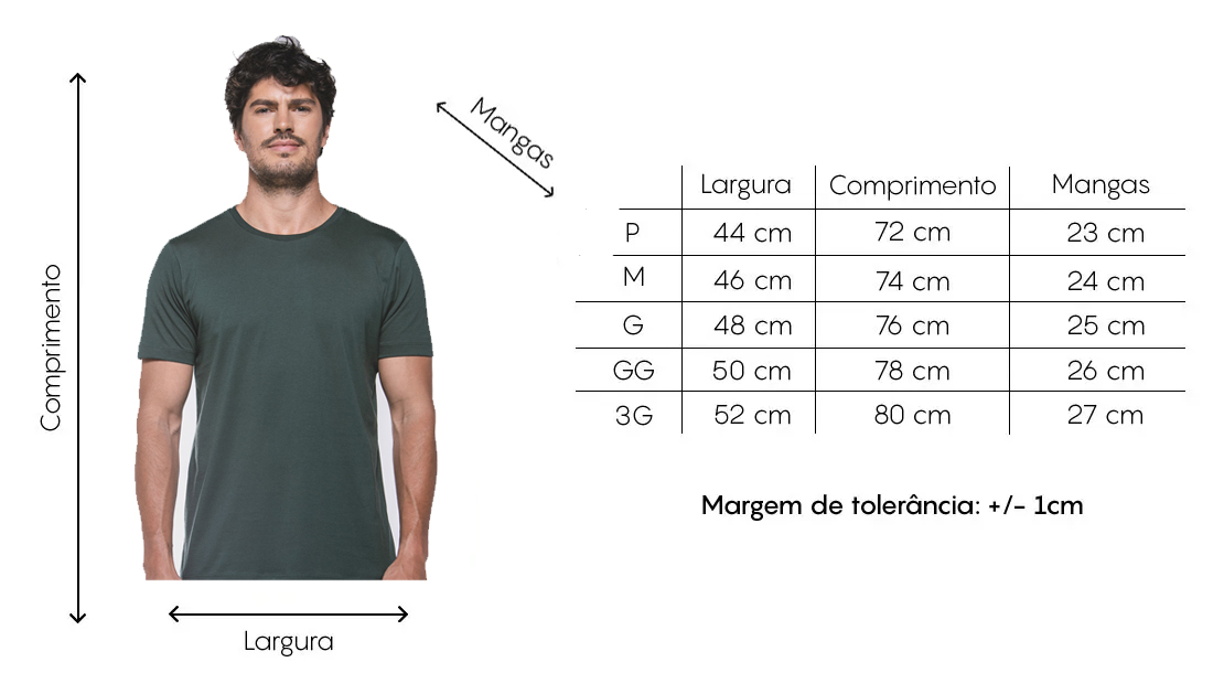 Escolha o melhor tamanho de camiseta pima para você e use em todos os rolês!