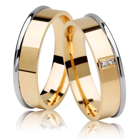 Aliança de Casamento JOE em Ouro Amarelo e Branco 18k e Diamantes - Unitária (5.30mm)