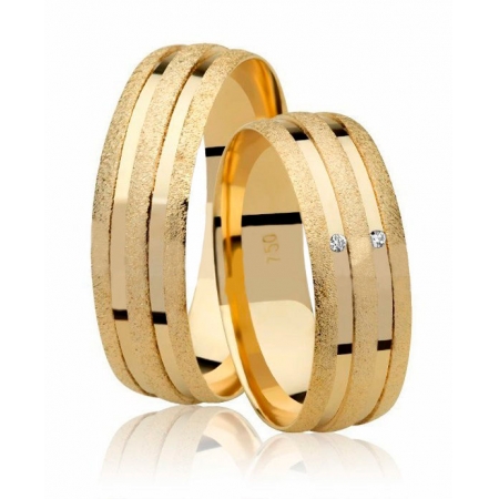 Alianças de casamento Joy ouro 18k diamantada (5mm)