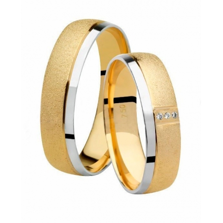Alianças de casamento ouro amarelo e branco com diamantes Promise (5mm)